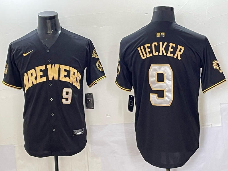 Men Milwaukee Brewers #9 Uecker black Nike MLB 2025 Jersey 002